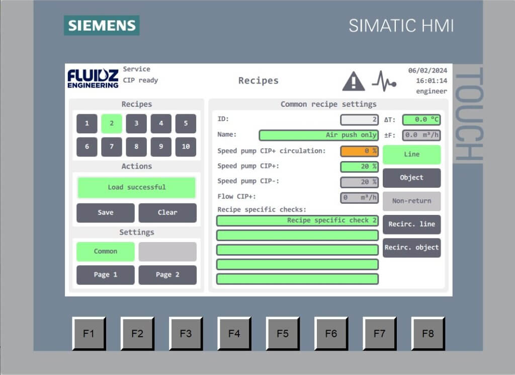 Mobiele Cleaning in Place Printscreen programma's