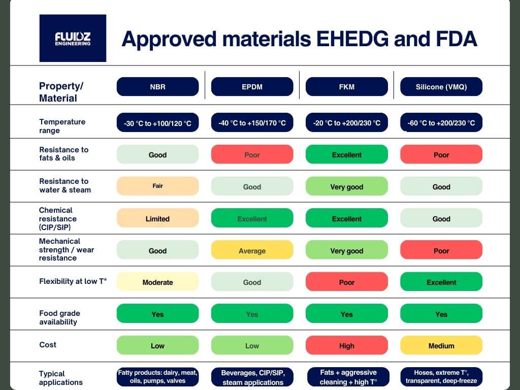 Which materials for you process installation are EHEDGE and FDA approved?