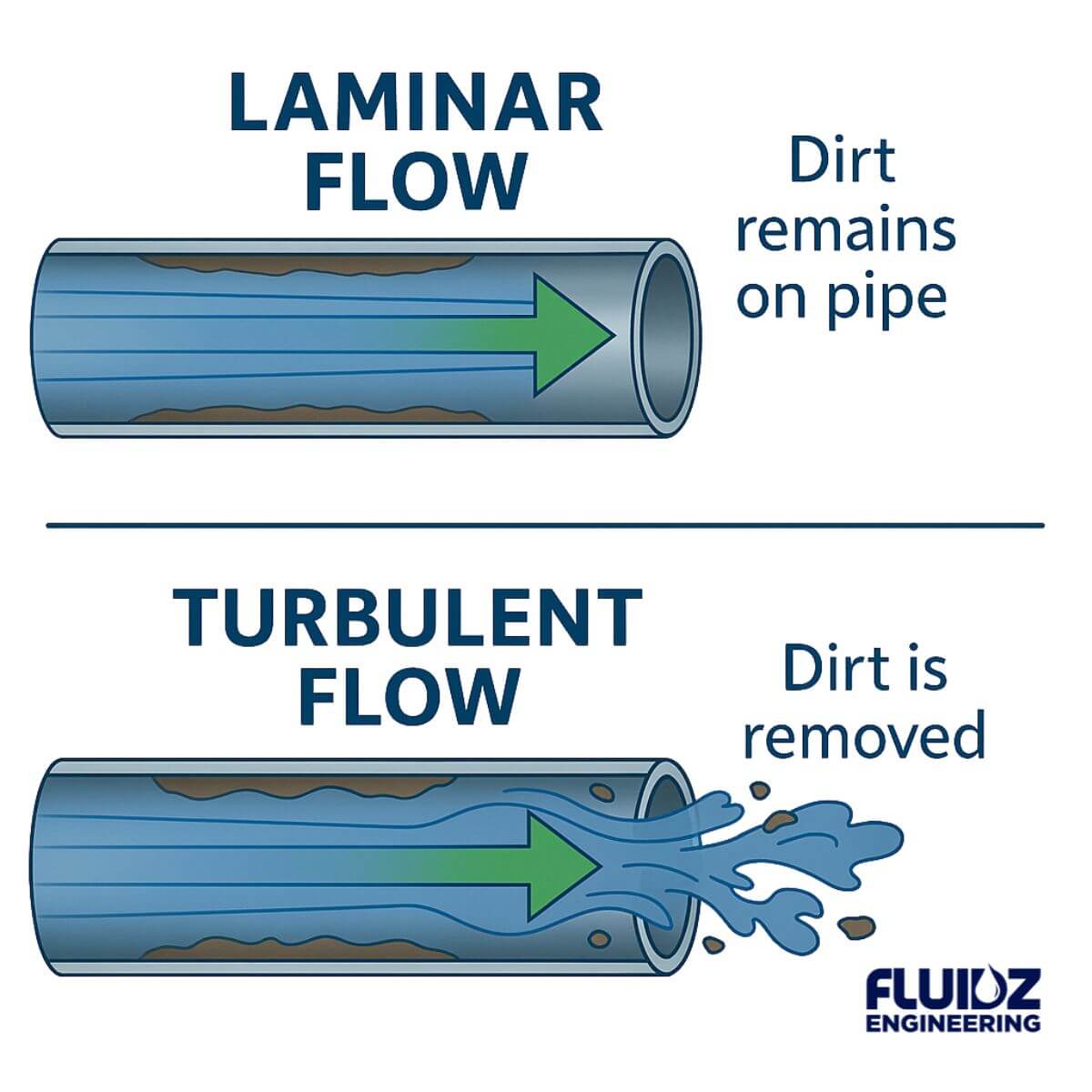 Turbulent flow instead of laminar flow in hygienic design CIP