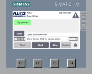 Instructiescherm software E-CIP cleaning in place