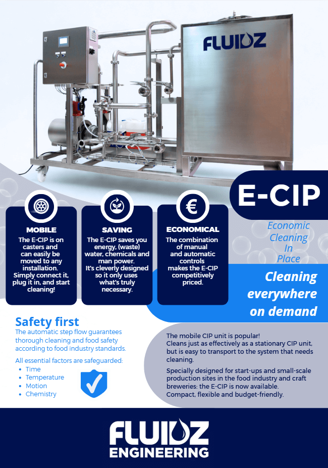 Flyer about the E-CIP Clean in Place System